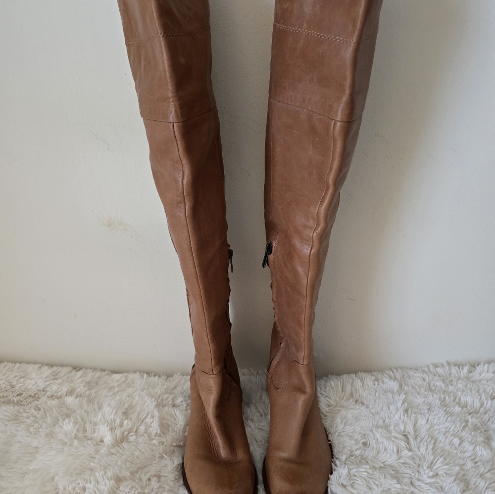 Sam Edelman Cognac Leather Over the Knee Boots size 8.5 - Picture 6 of 14